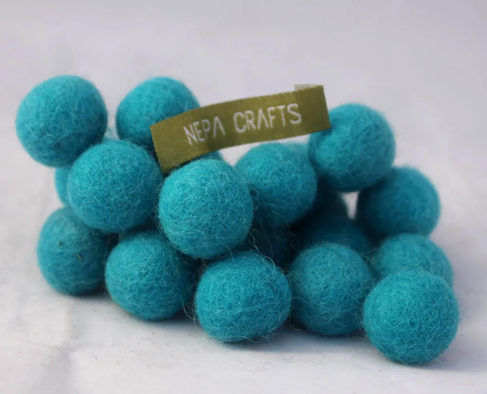 2cm/20mm Felt Balls-Brown, Orange, Turquoise, Green, Pink