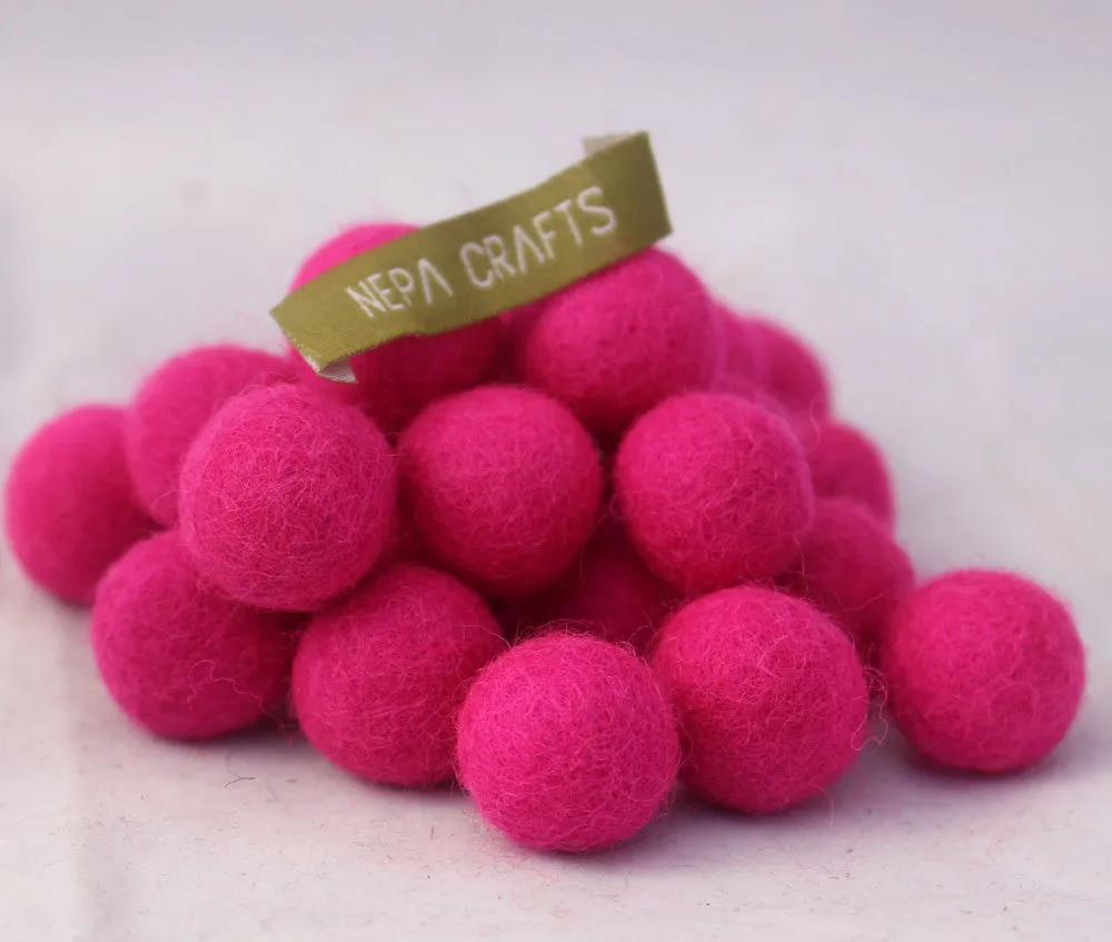 2cm/20mm Felt Balls-Brown, Orange, Turquoise, Green, Pink