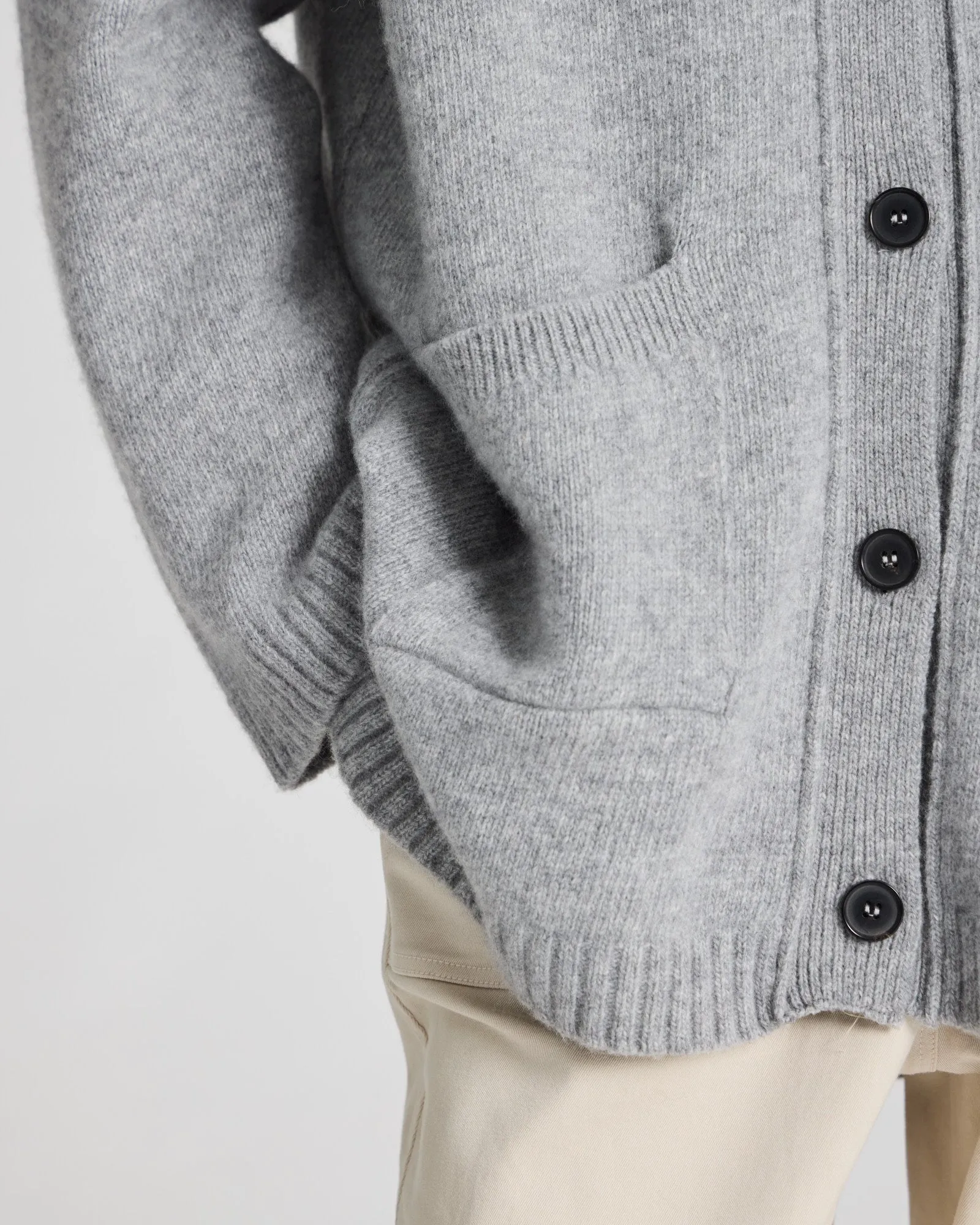 Alba Lambswool Cardigan - Grey Melange