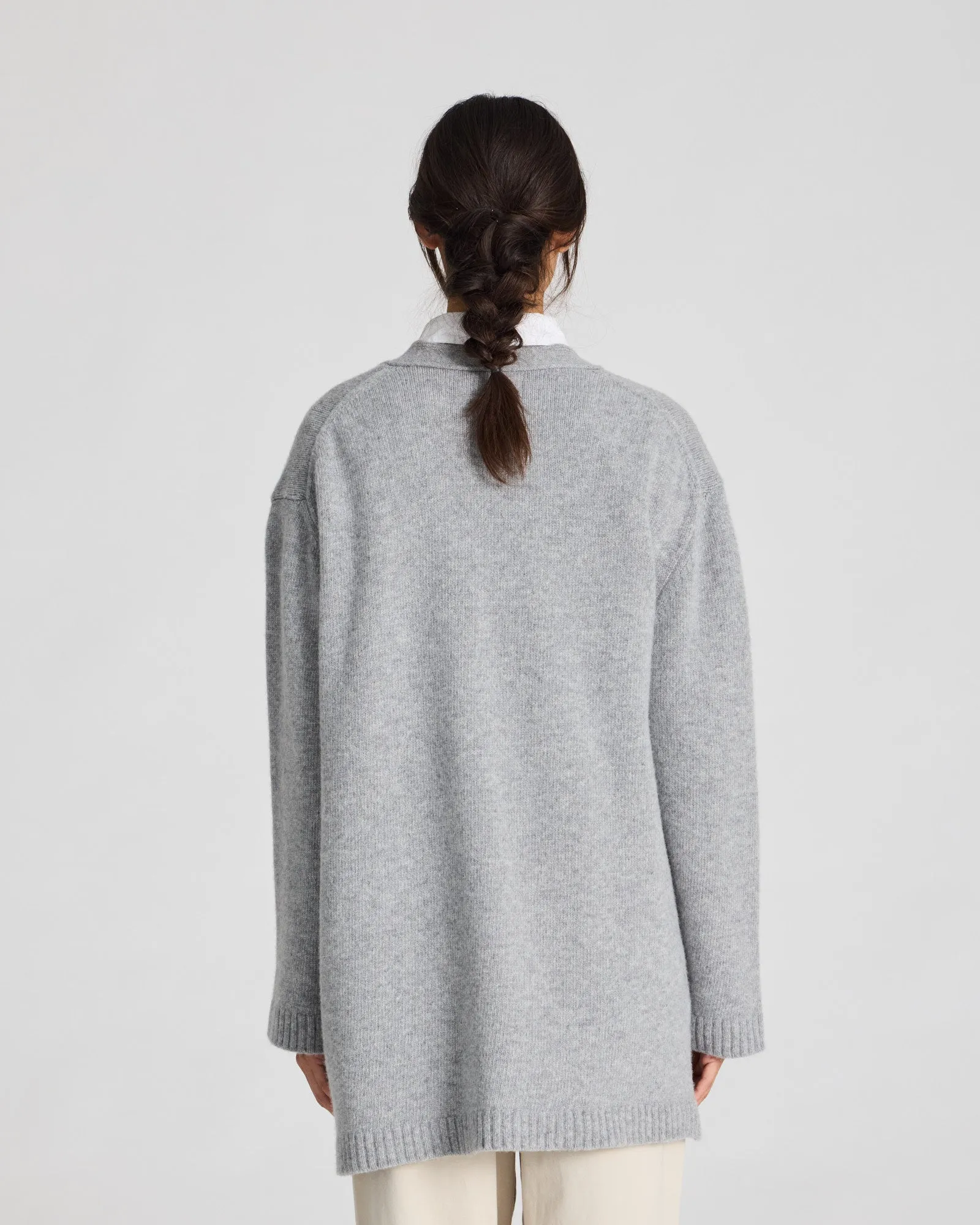 Alba Lambswool Cardigan - Grey Melange