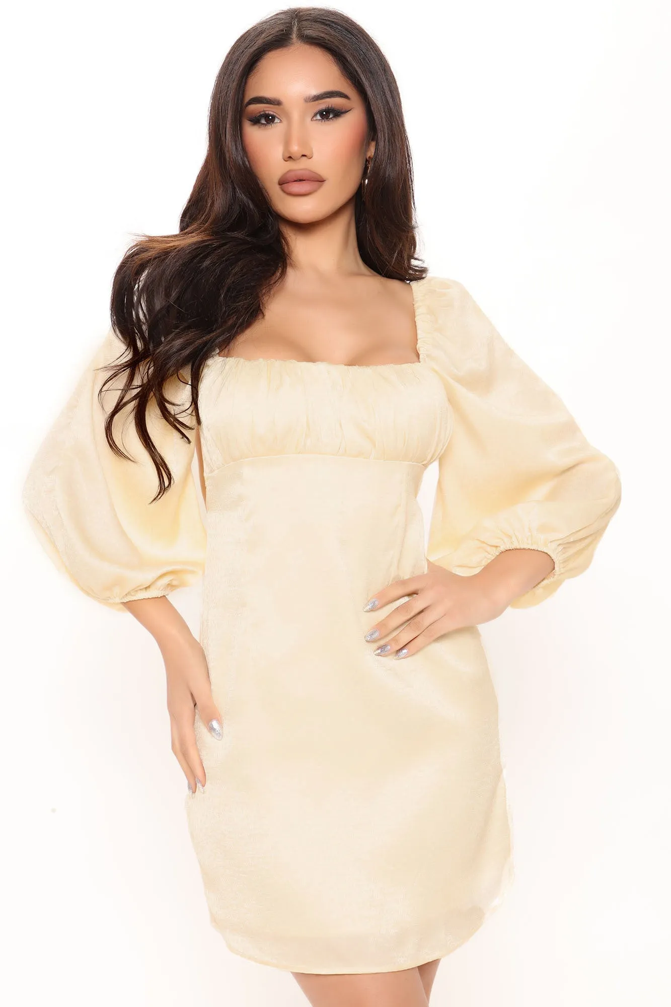 Anisa Satin Mini Dress - Yellow