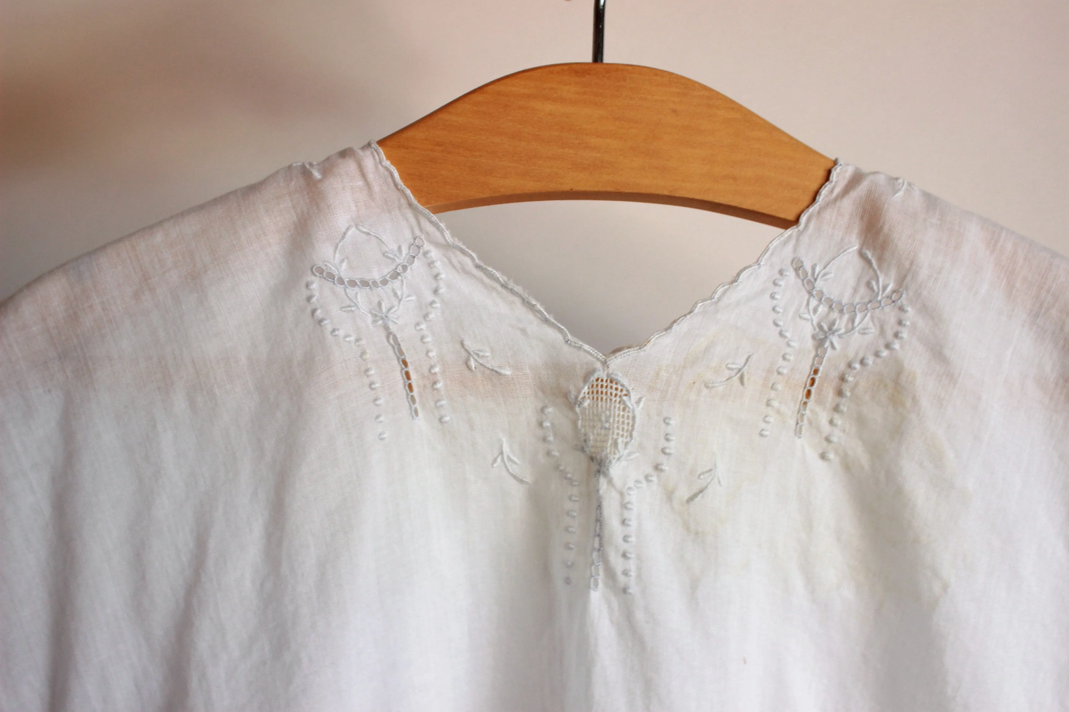 Antique White Cotton Baby Dress