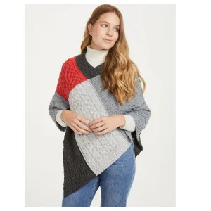 Aran Patchwork Cardigan - 4 Colour Feather Grey/Ocean Grey/SlateGrey/Coral One Size