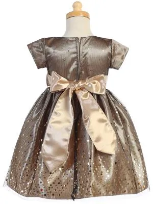 BIG GIRLS SILVER POLKA DOT TULLE SHINY SATIN BOW CHRISTMAS DRESS 2T -10