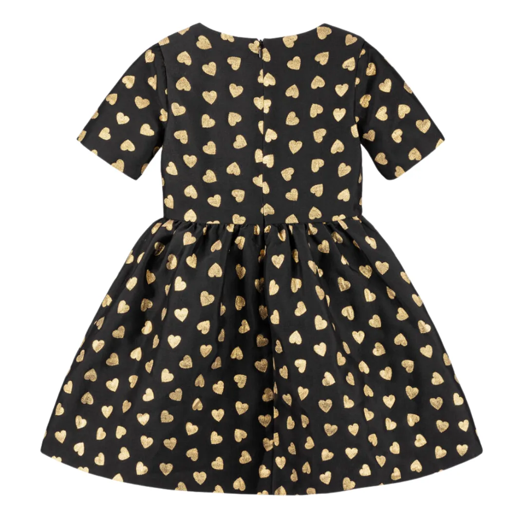 Black Gold Short Sleeve Hearts Dress