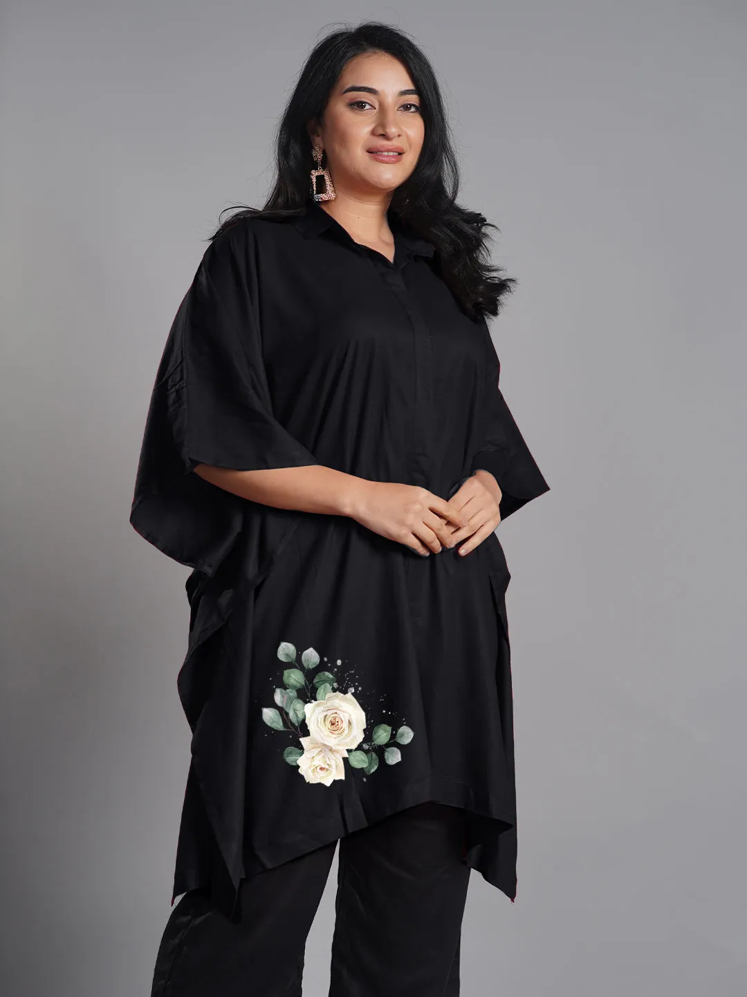 Black Rayon ShirtKurta - Rosita