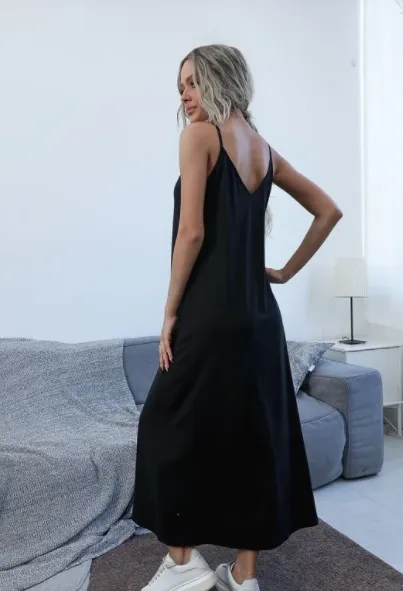 Black Solid Cami Dress