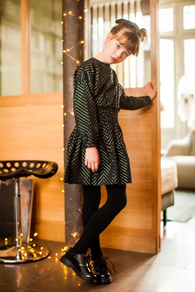 Black with Gold Dots Melisse Dress