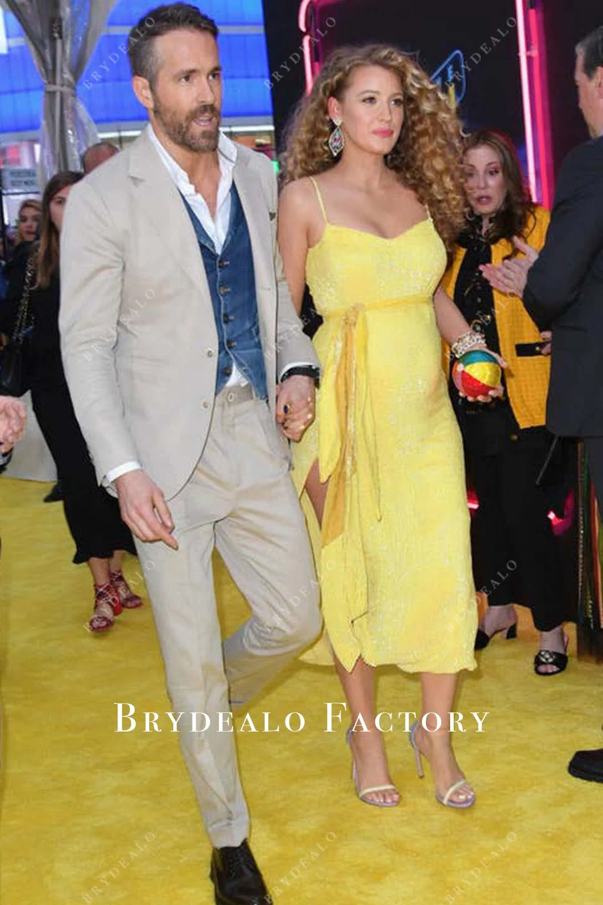 Blake Lively Pokemon Detective Pikachu Premiere Yellow Maternity Dress