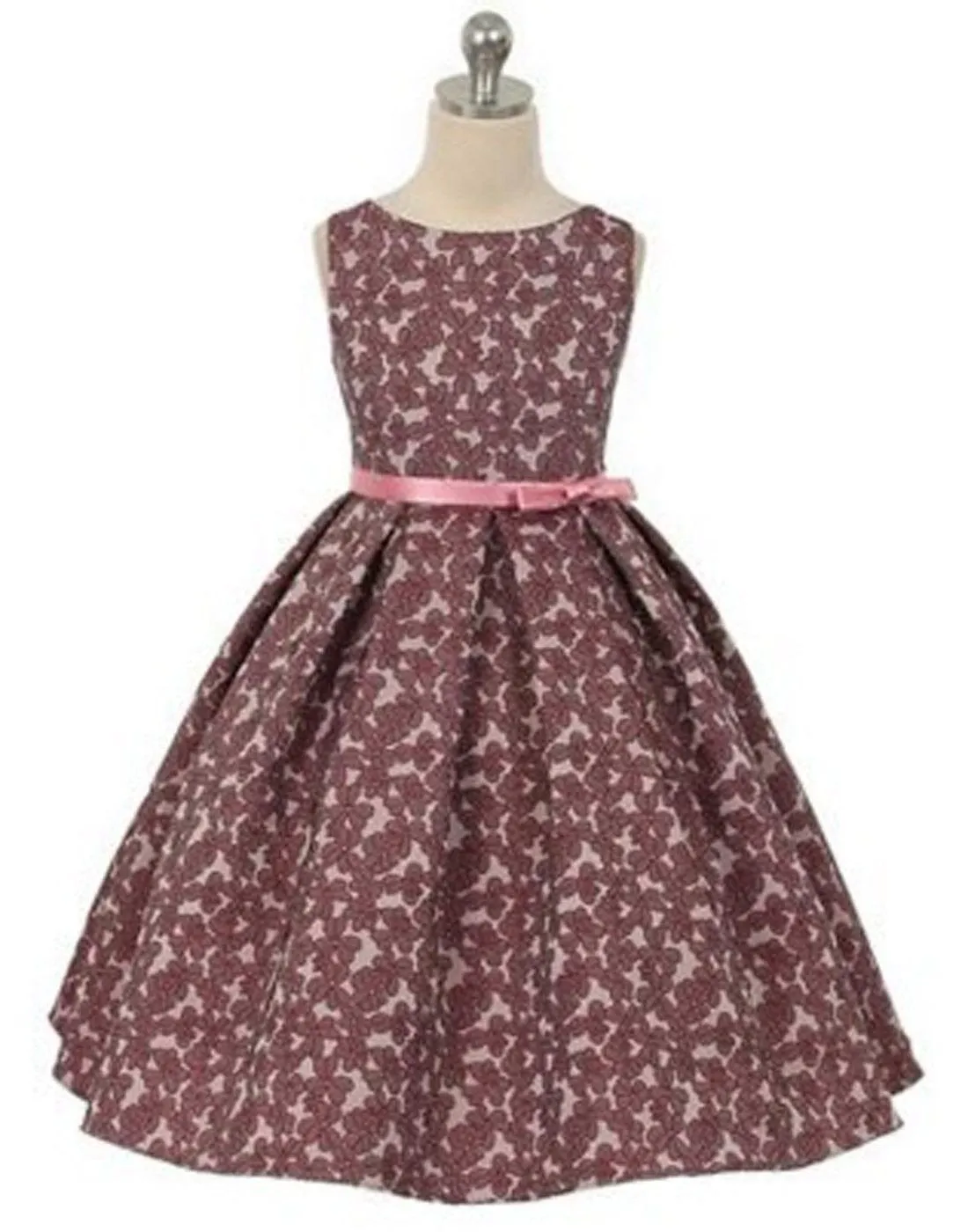 Blossomy Floral Print Flower Girl Dress - Dusty Rose