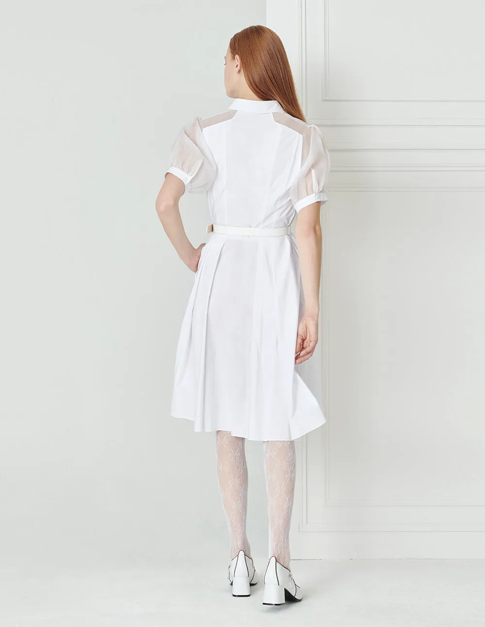 BORA AKSU Puff-Sleeve Silk And Cotton-Blend Shirt Dress