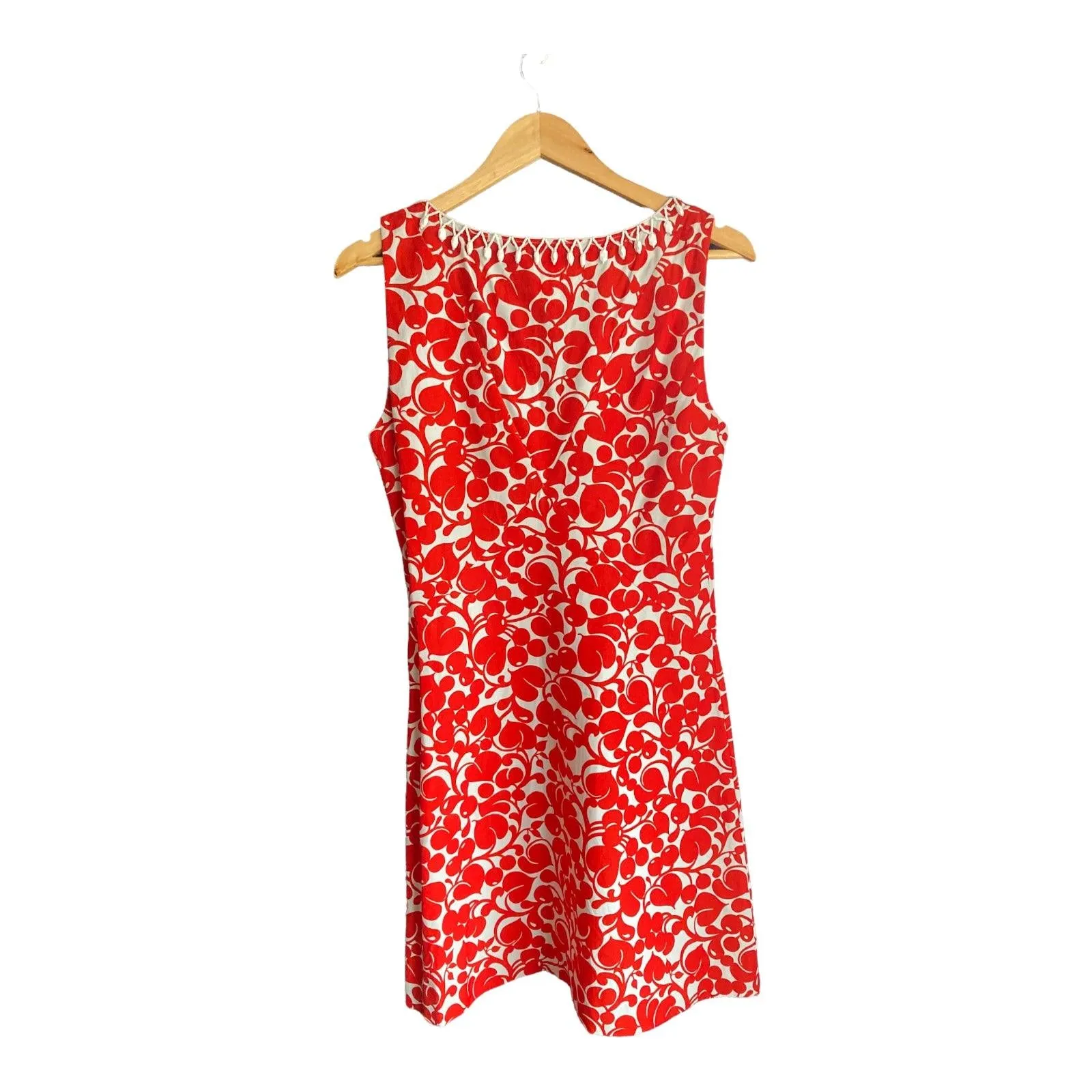 Chloe Red And White Patterned Sleeveless Dress UK Size 14