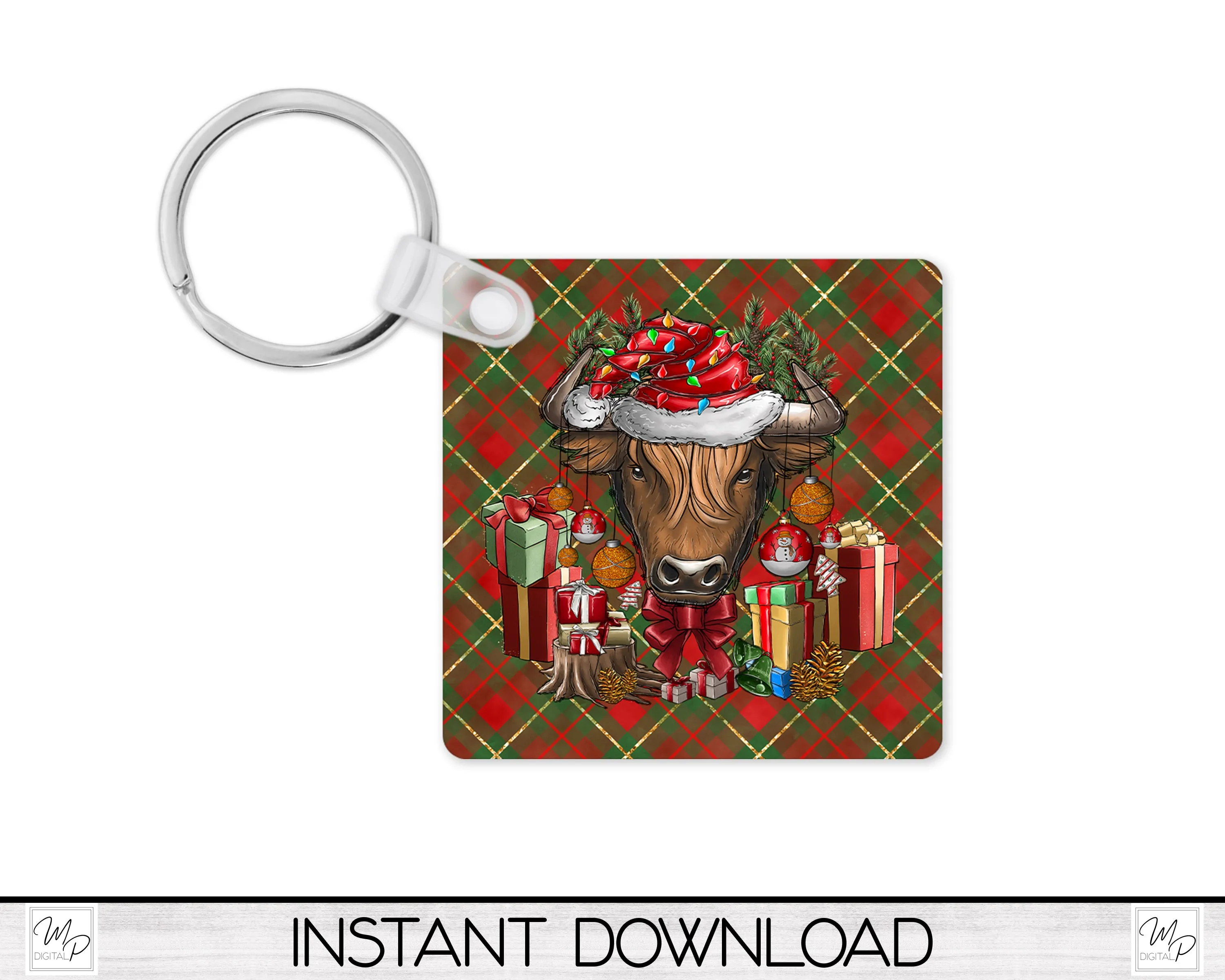 Christmas Cow Wind Spinner PNG Design for Sublimation, Garden Spinner Design, Digital Download