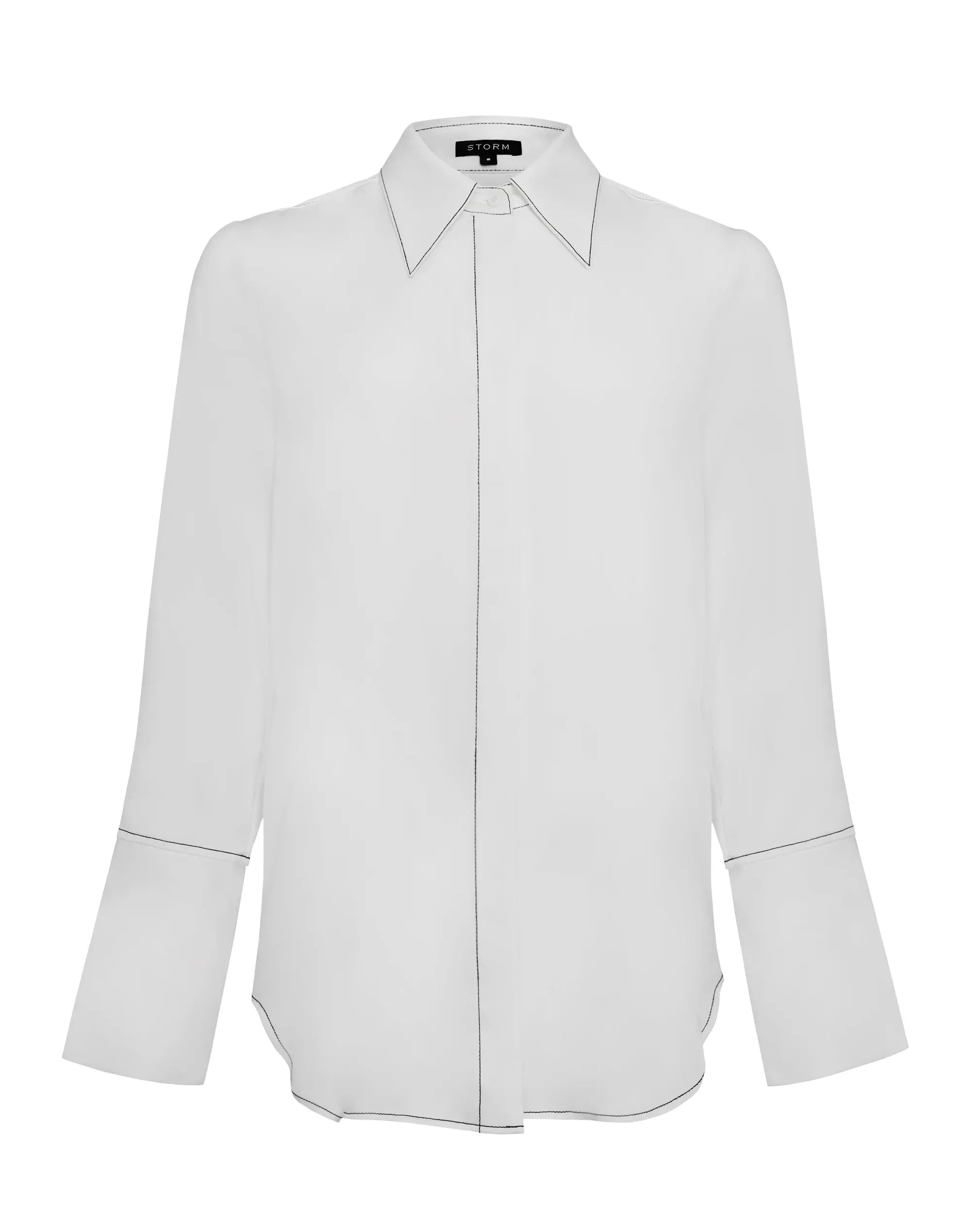 Contrast Stitch Shirt - White/Black