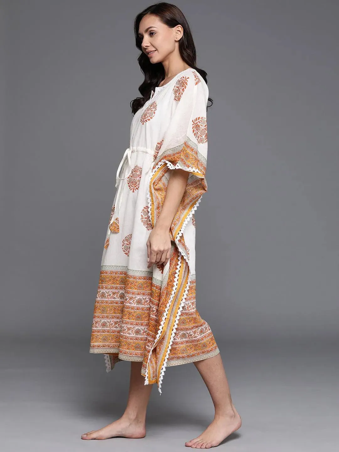 Cream Printed Cotton Nightdress