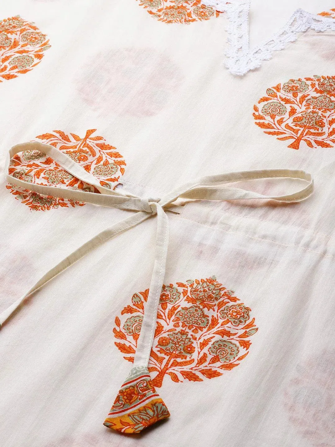 Cream Printed Cotton Nightdress