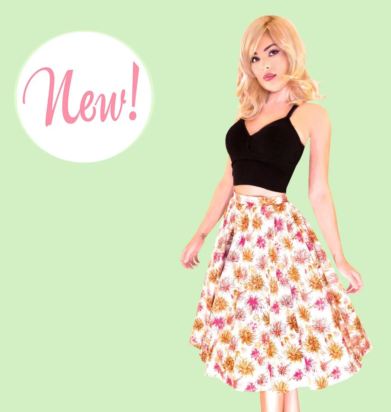 Dahlia Print Swing Circle Skirt