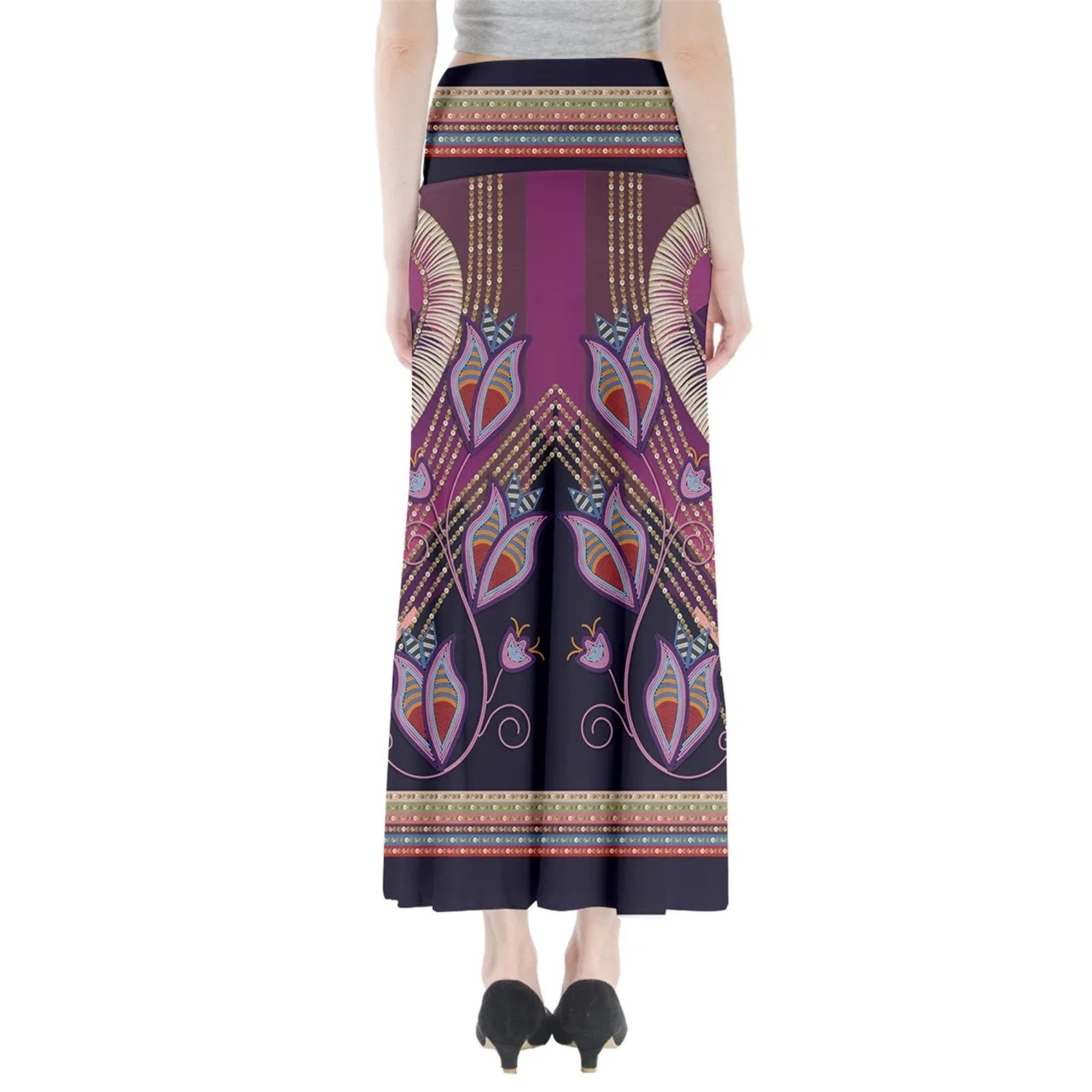 Dentalium Dreams Berry Full Length Maxi Skirt