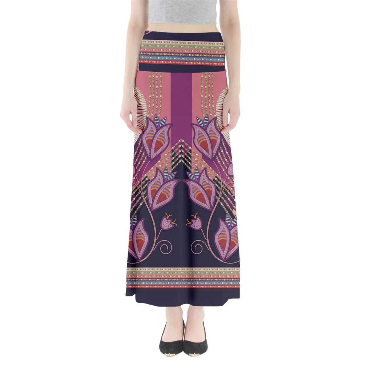 Dentalium Dreams Pink Full Length Maxi Skirt