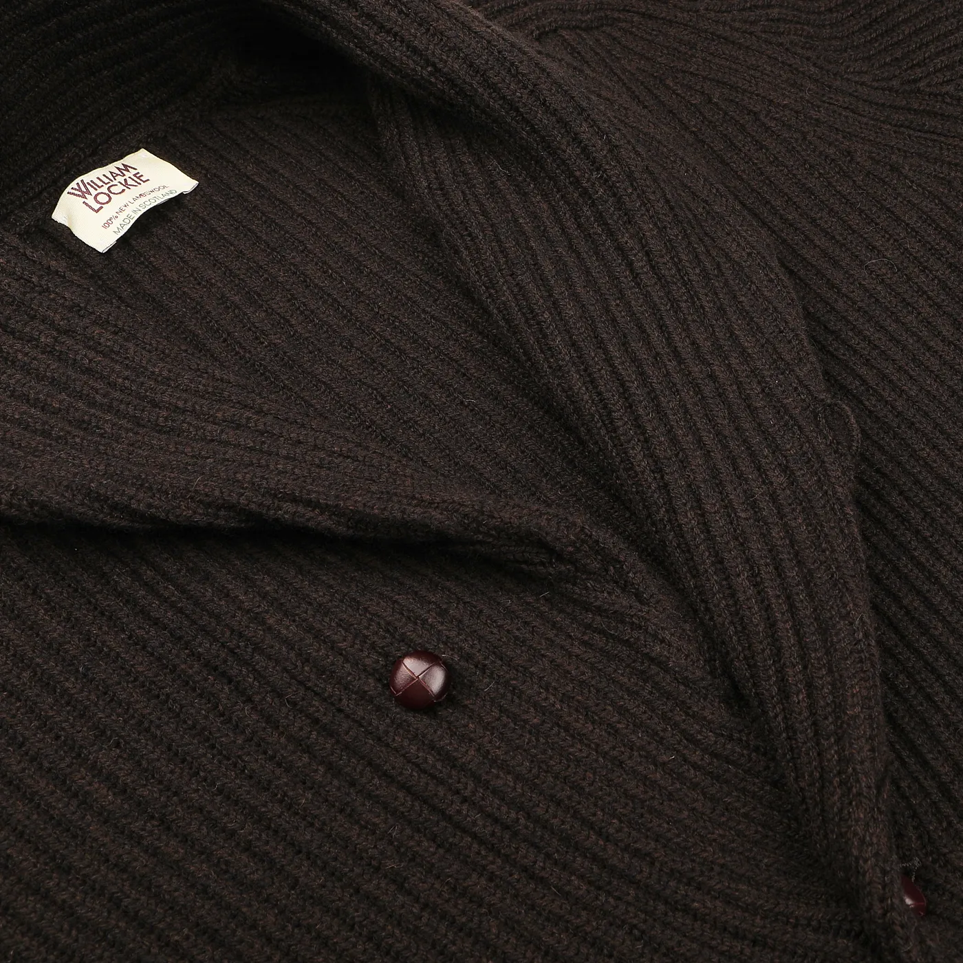 Ebony Brown Lambswool Shawl Collar Cardigan