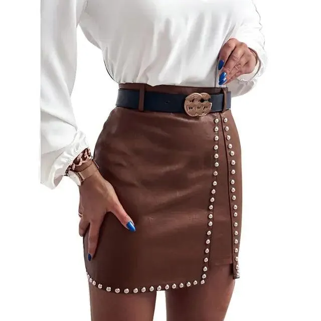 Elegant Rhinestone High Waist Mini Skirt