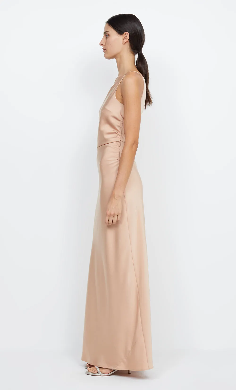 ETERNITY ASYM MAXI DRESS - ROSE GOLD