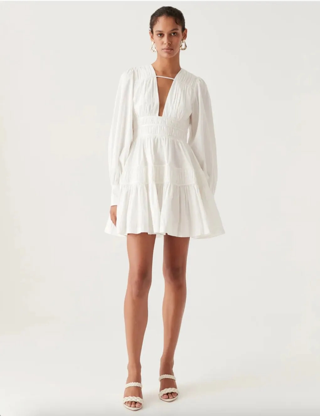 Fallingwater Ruched Mini Dress White