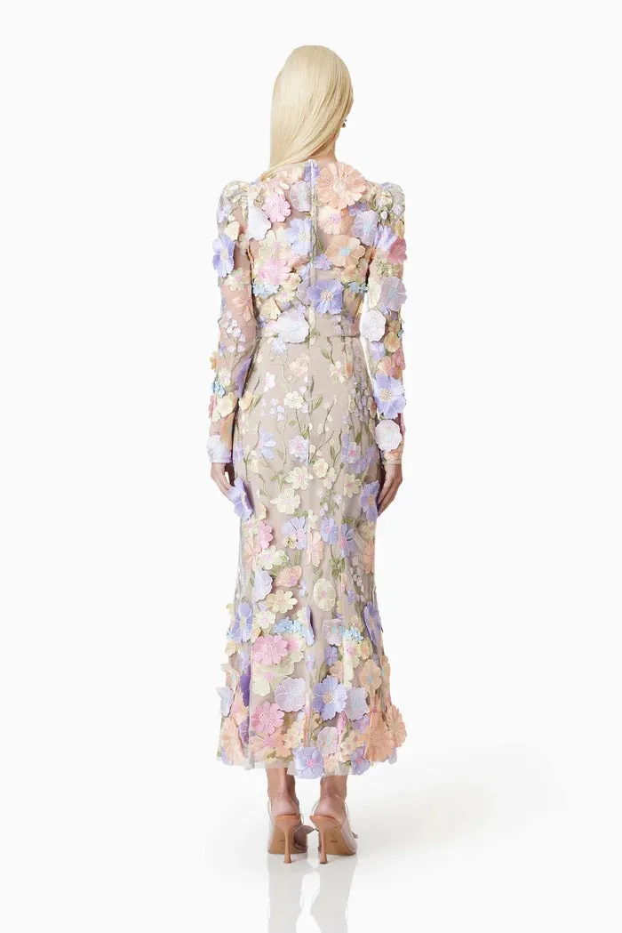 Floral Applique Dress - Pastel