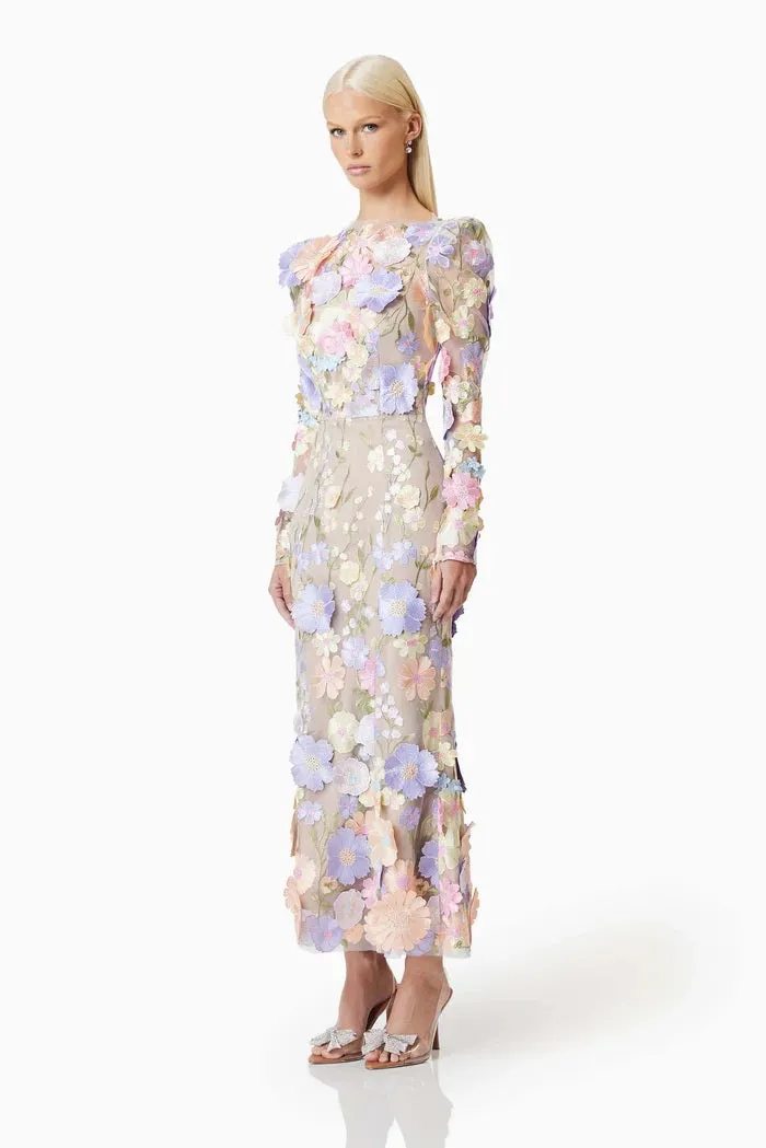 Floral Applique Dress - Pastel