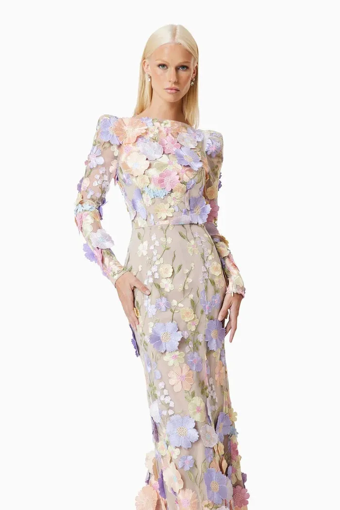 Floral Applique Dress - Pastel