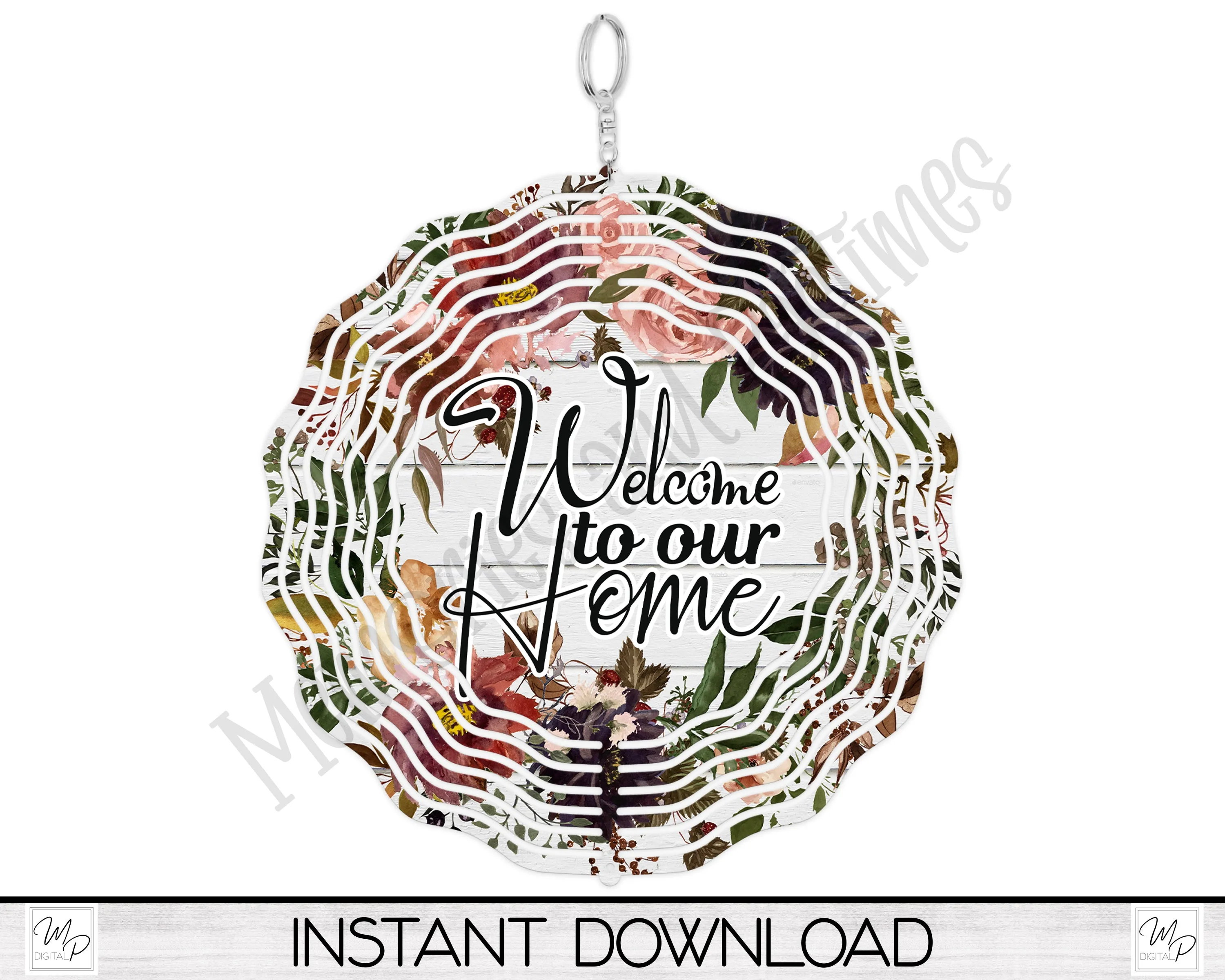 Floral Wind Spinner PNG Design for Sublimation, Garden Spinner Design, Digital Download