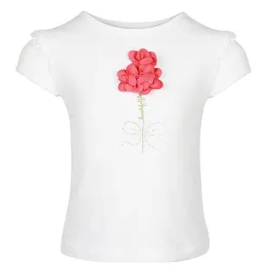 Girls Floral Embroidered Tee - White