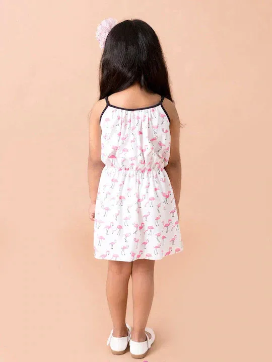 Girls White Pink Floral Georgette Dress - Ps Peaches