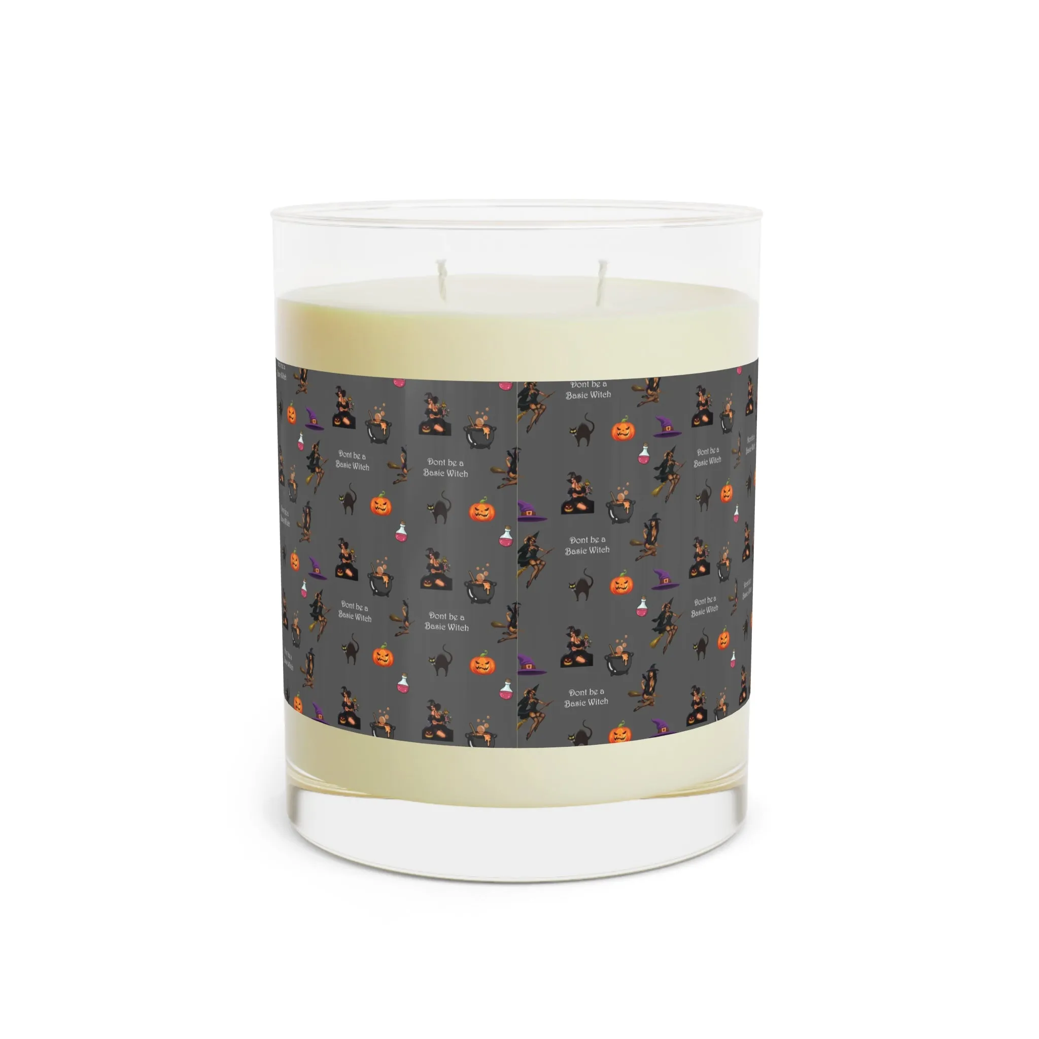 Halloween Scented Candle Full Glass, 11oz - Don't be a Basic Bitch Pattern