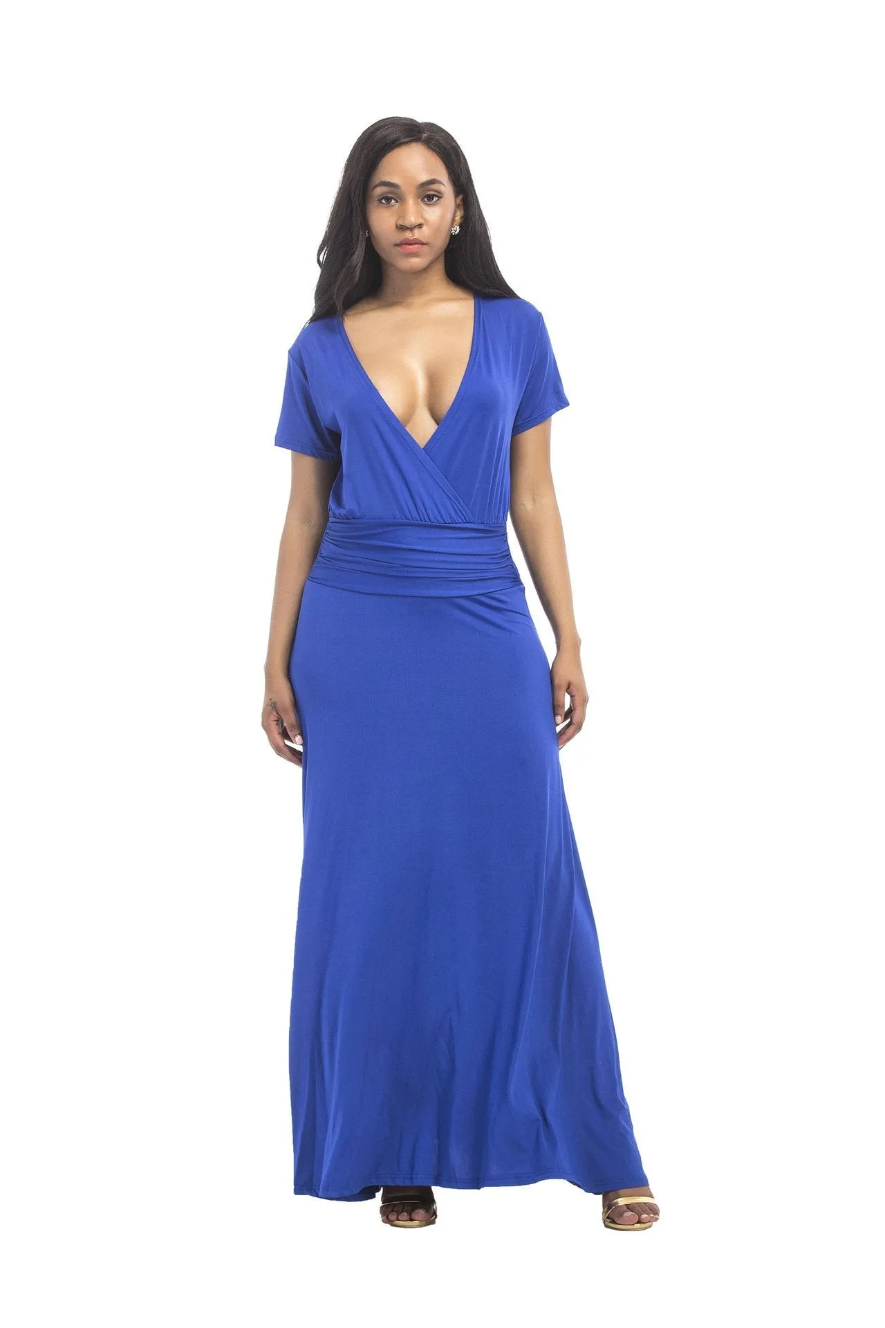 Hot SALE large size women s M-3XL extra long dress sexy V-neck evening dress