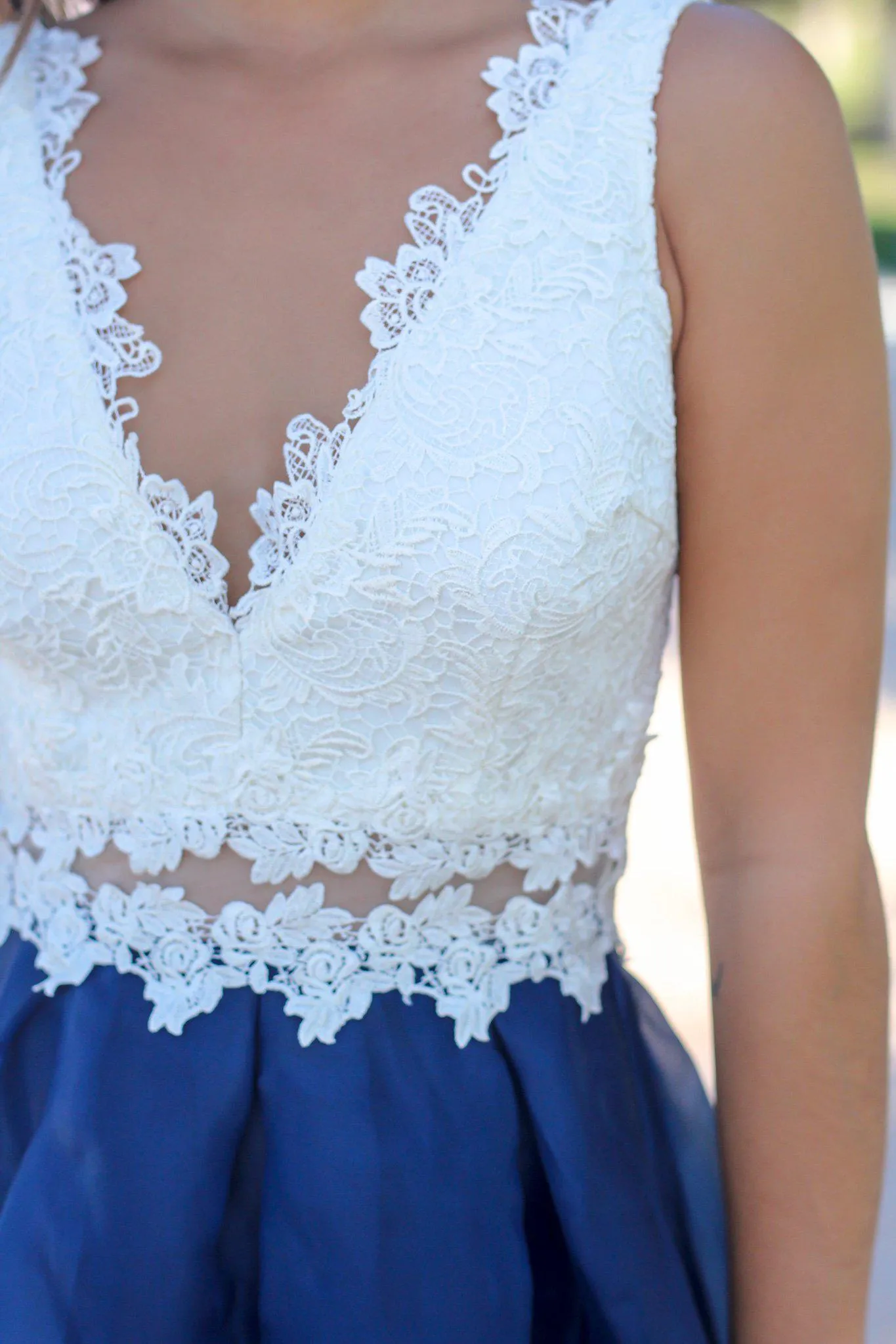 Ivory and Navy Floral Maxi Dress