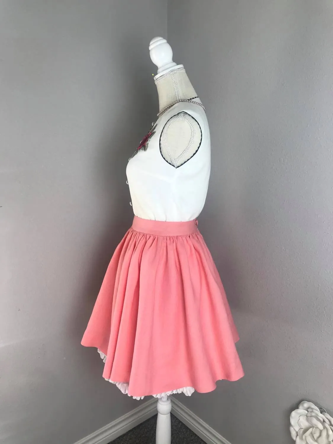 Julie skirt in Pink matching white top Linen