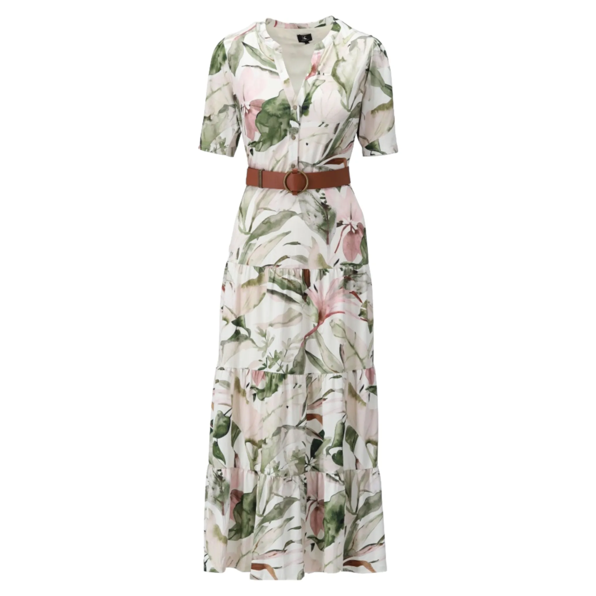 K Design Floral Print Maxi Dress Khaki