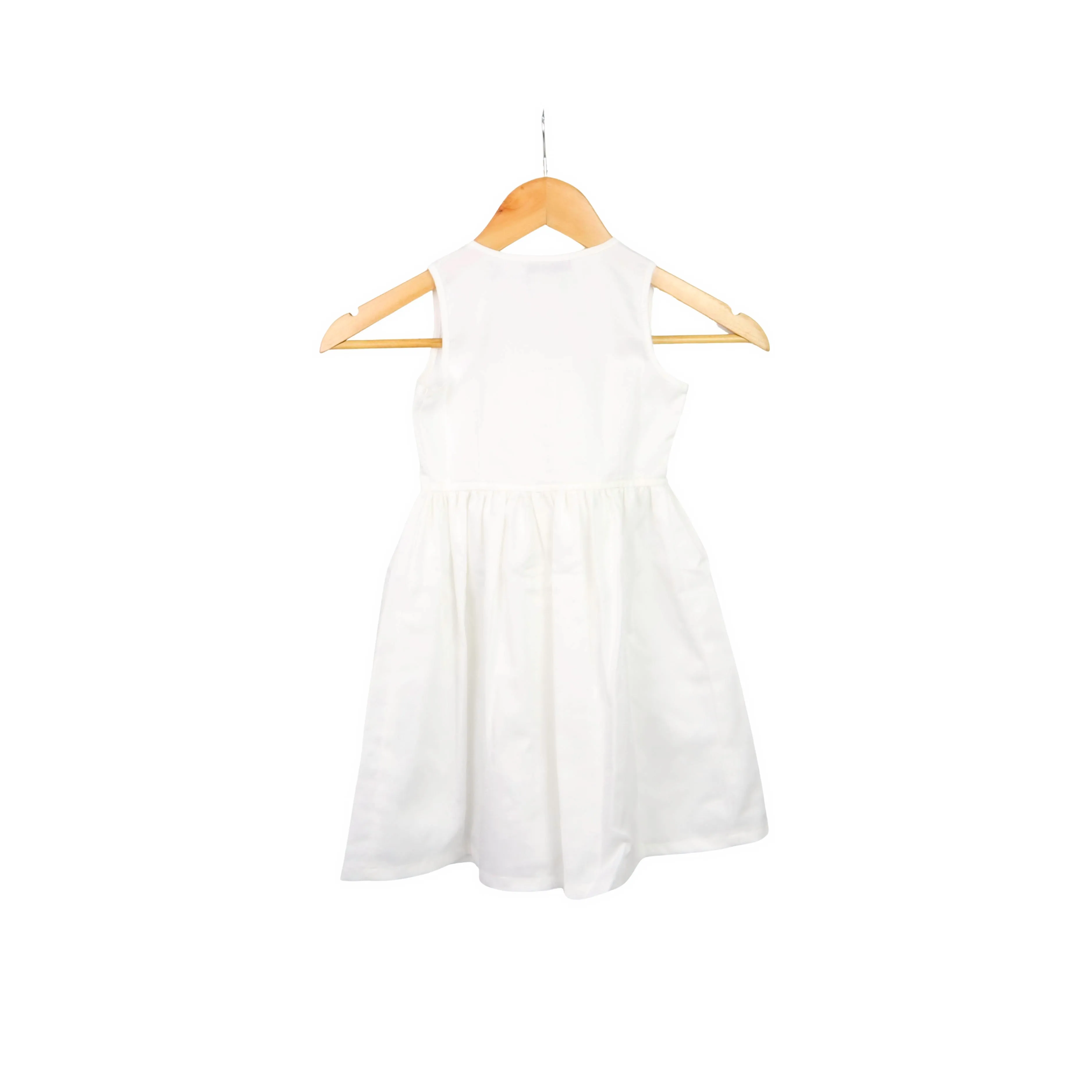 Kidscapade P. Sleeveless Plain Dress with 2 Patch Pocket - White Twill