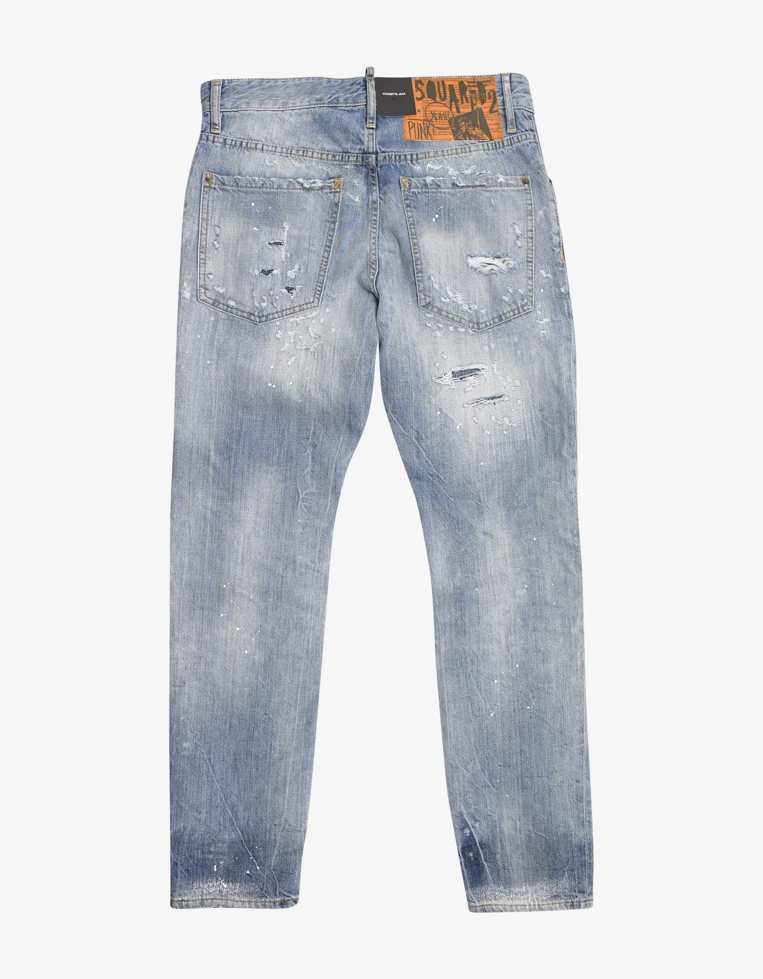 Light Blue Distressed Cigarette Jeans