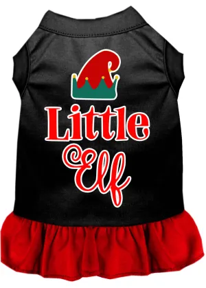 Little Elf Screen Print Dog Dress Black With Red Sm