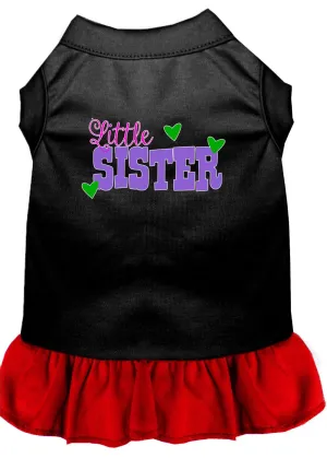 Little Sister Screen Print Dog Dress Black With Red Sm