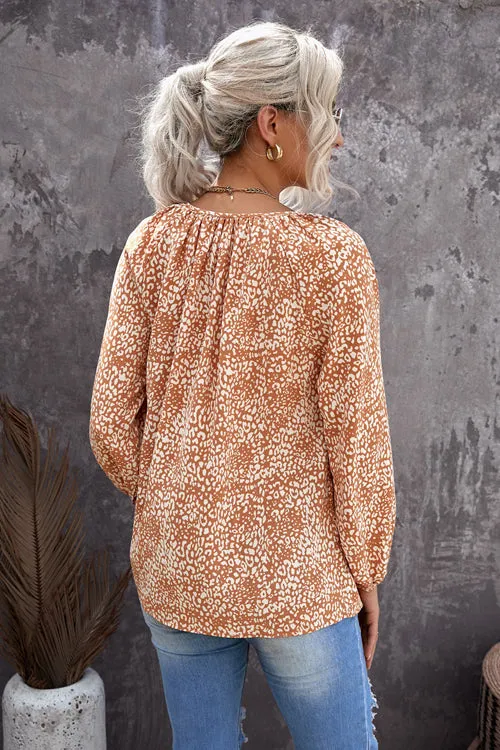 Lovely Wishes Boho Print Long Sleeve Top