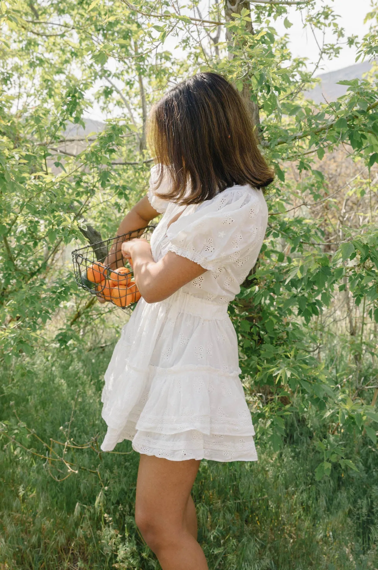 Marbella White Eyelet Ruffle Mini Dress