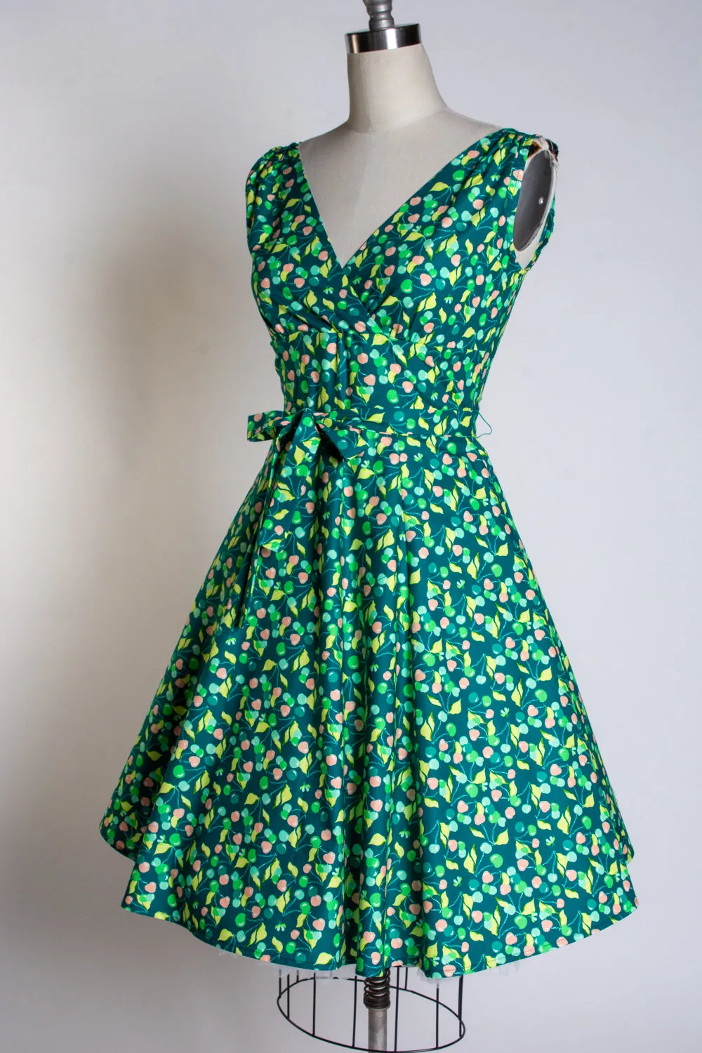 Marie Dress - Green Cherries