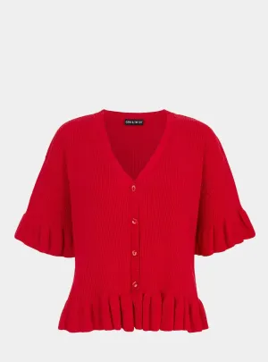 Marlow Ruffle Co-Ord Cardigan - Red