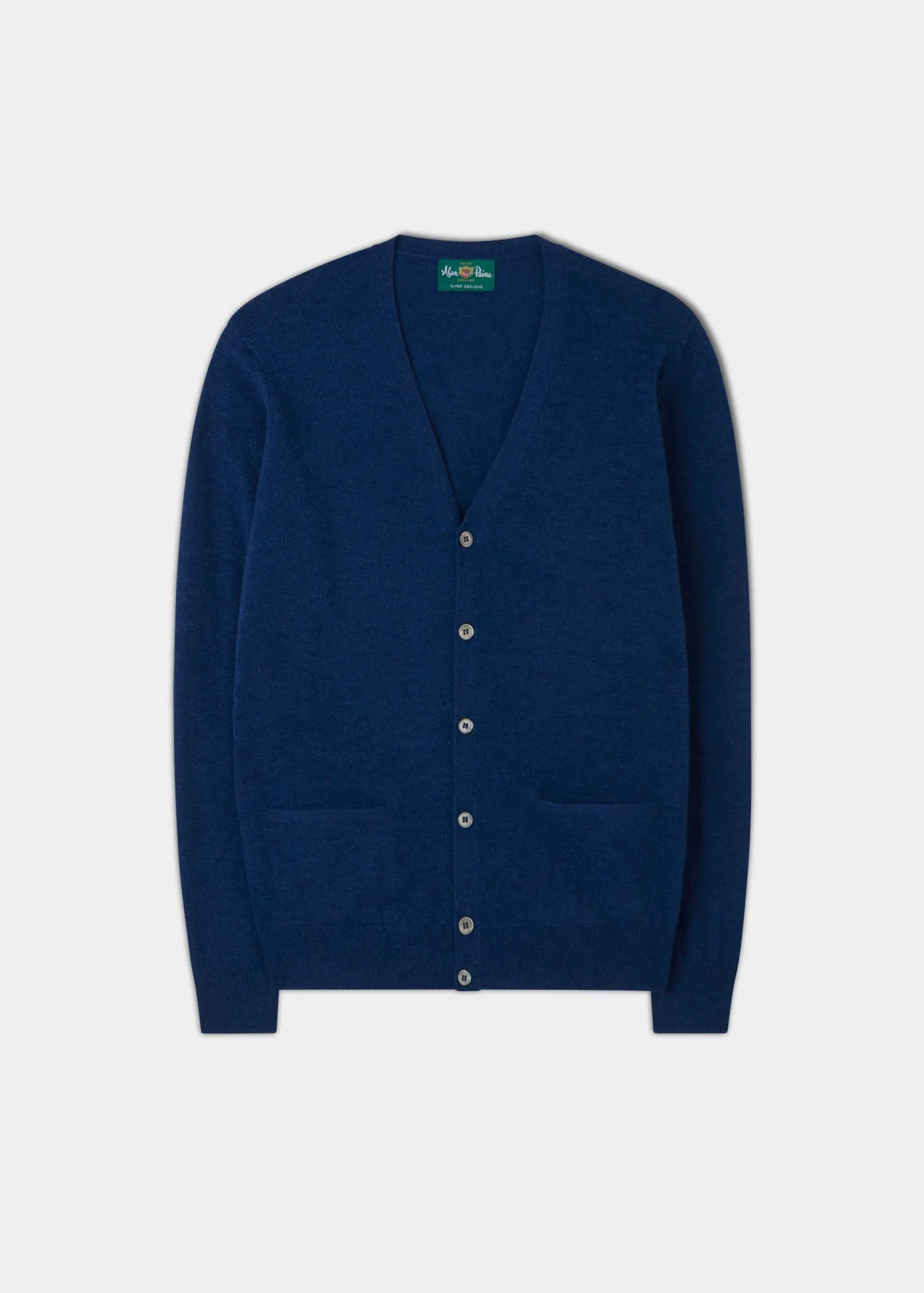 Men's Geelong Lambswool Cardigan in Pacific - Classic Fit