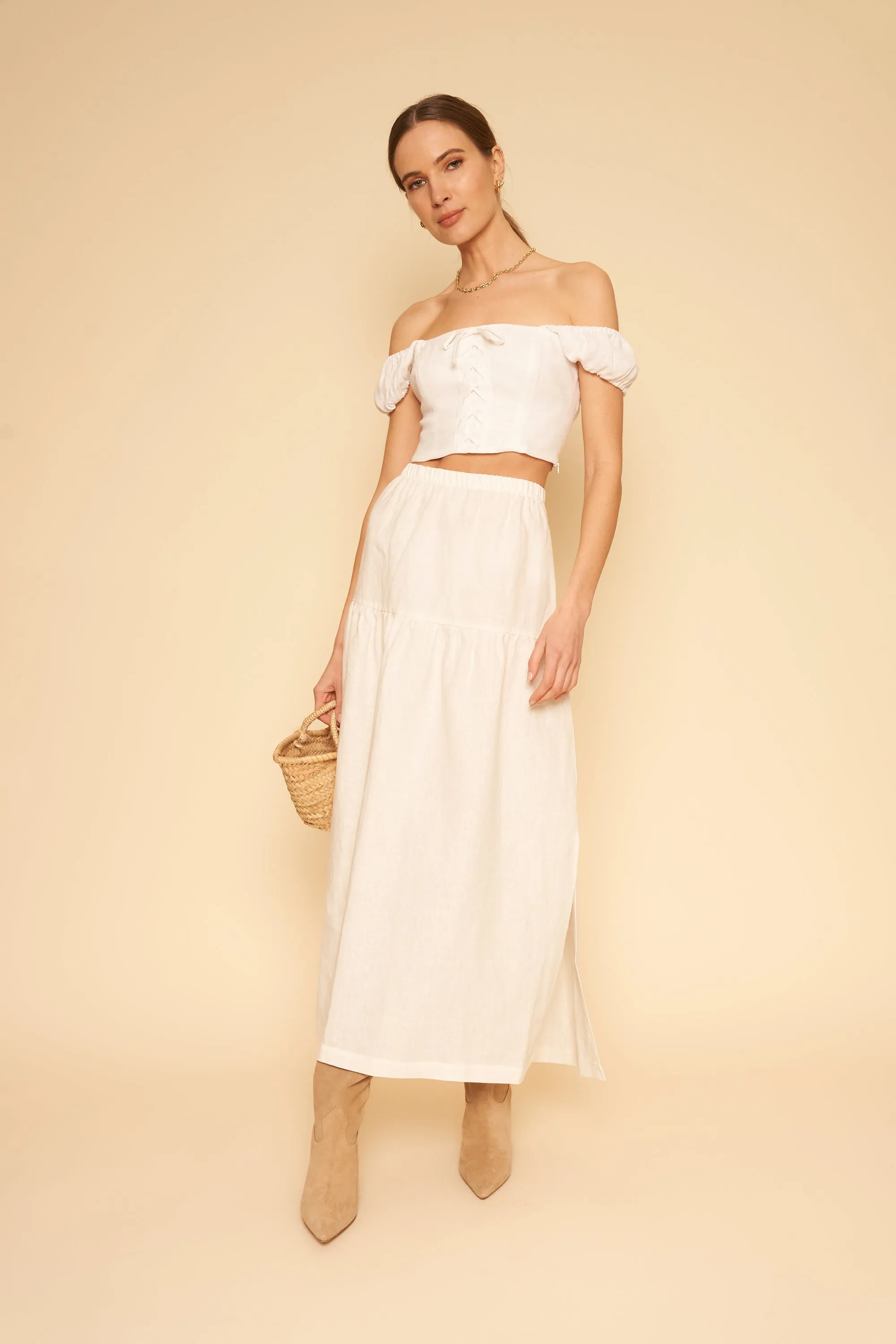 Millie Skirt/Dress in Coconut Linen