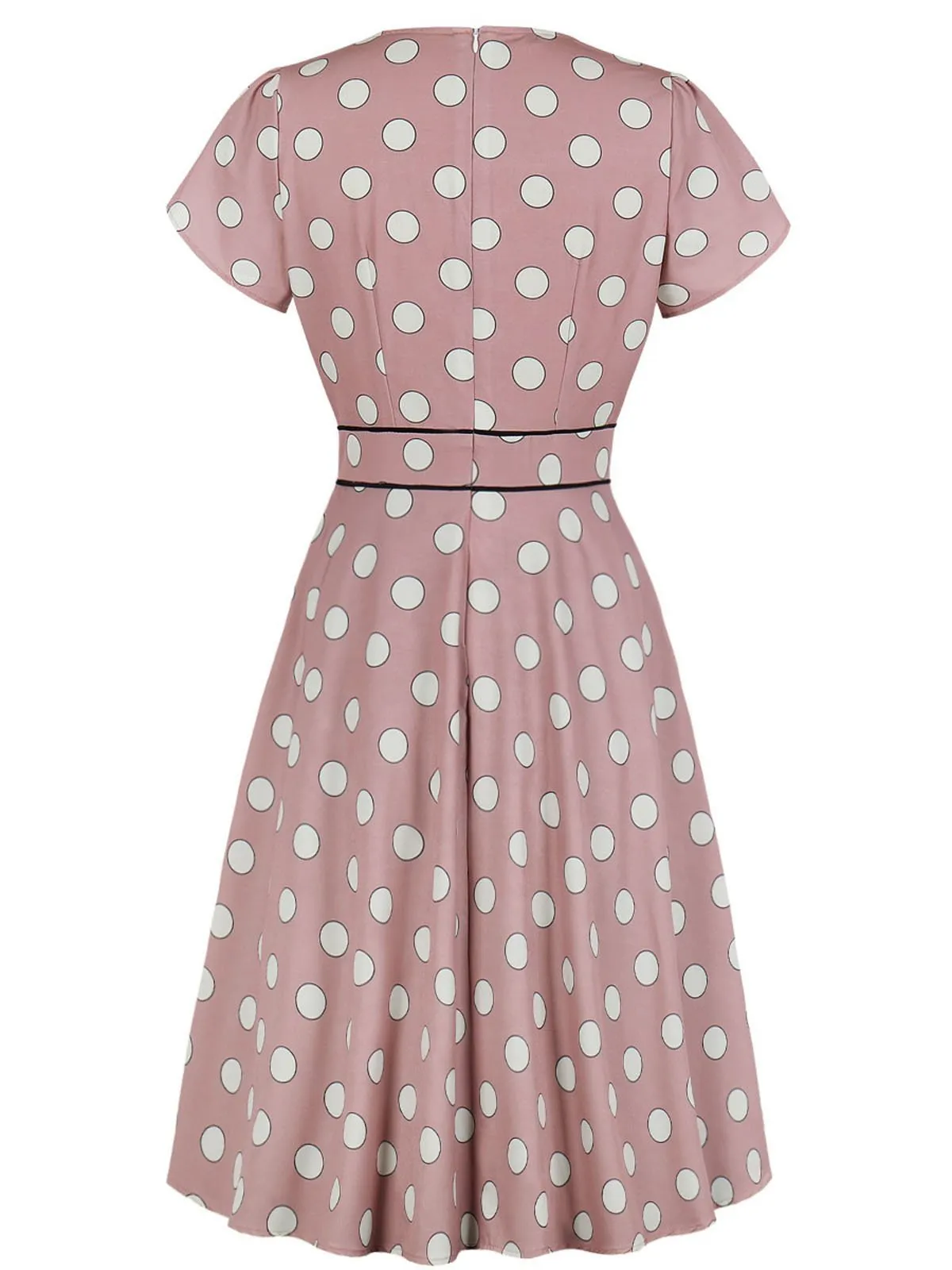 Pink 1940s Polk Dot Wrap Dress