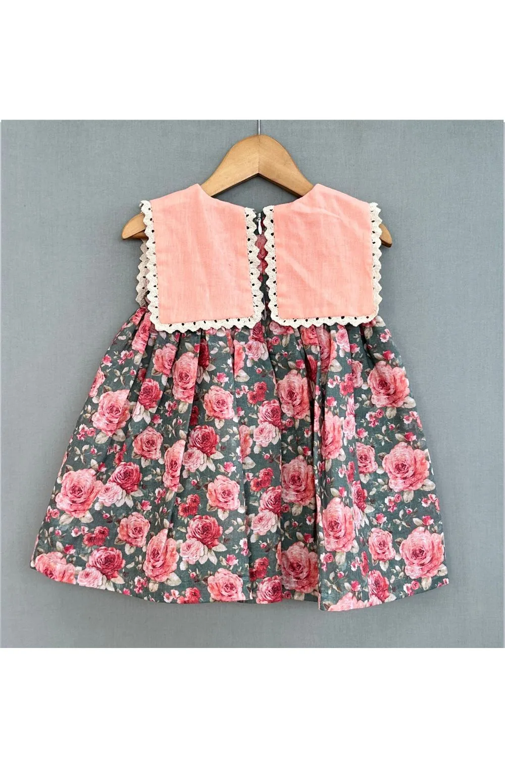 Pink Vintage Floral Dress with Sailor Collar